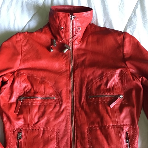 BOD & CHRISTENSEN LIGHTWEIGHT CLASSIC RED LEATHER ZIP UP JACKET IN XS - Picture 3 of 15